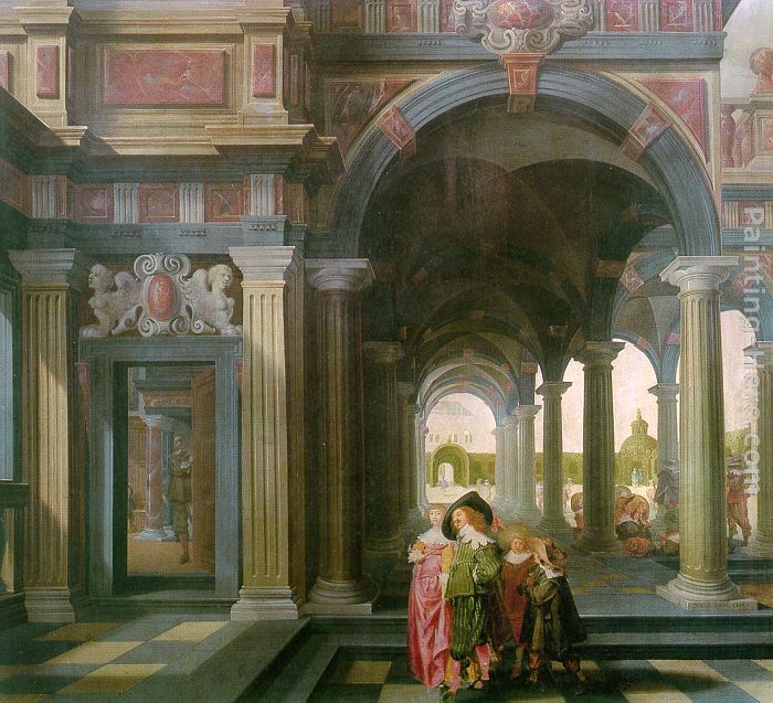 Palace Courtyard with Figures painting - Dirck van Delen Palace Courtyard with Figures art painting